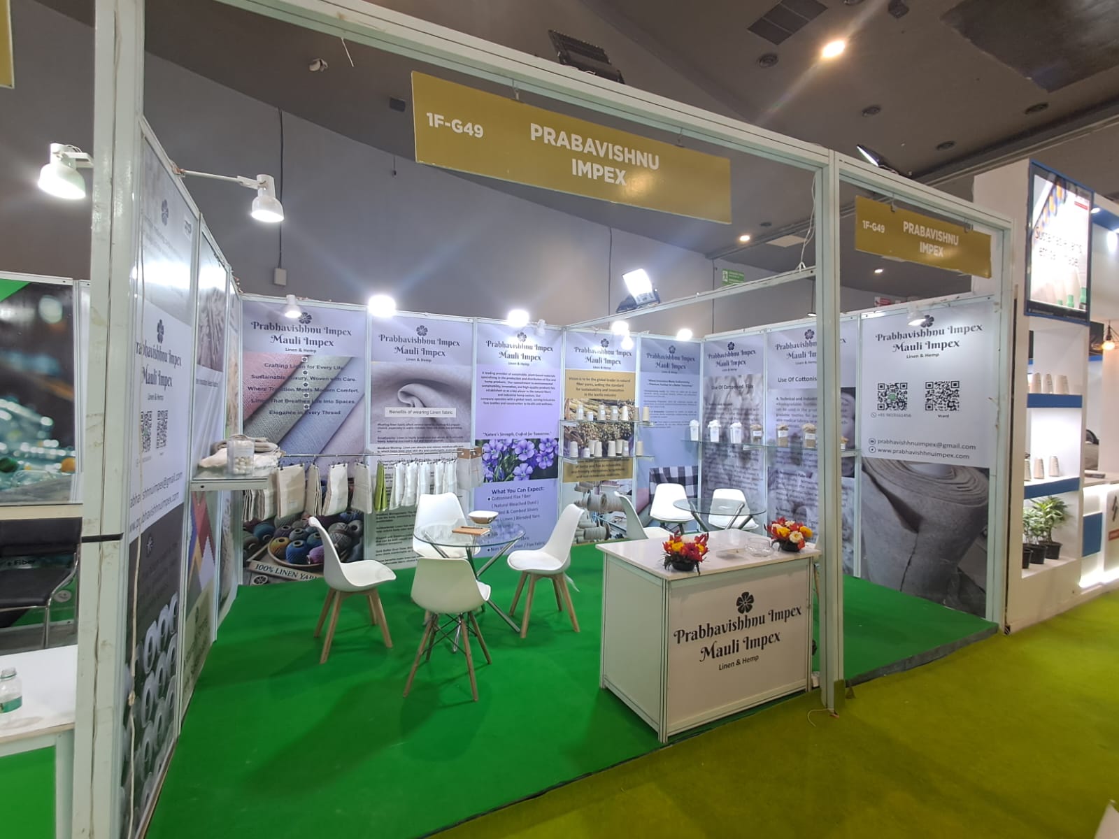 International export exhibition showcasing sesame seeds and spices