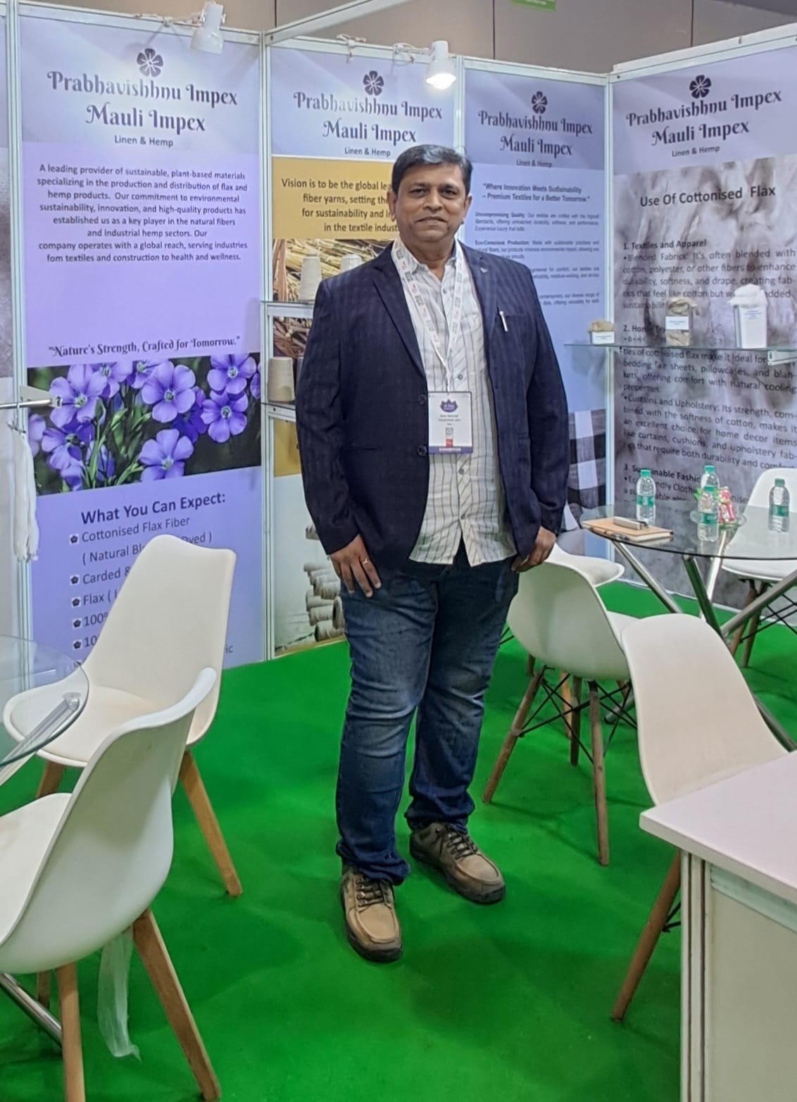 International export exhibition showcasing sesame seeds and spices